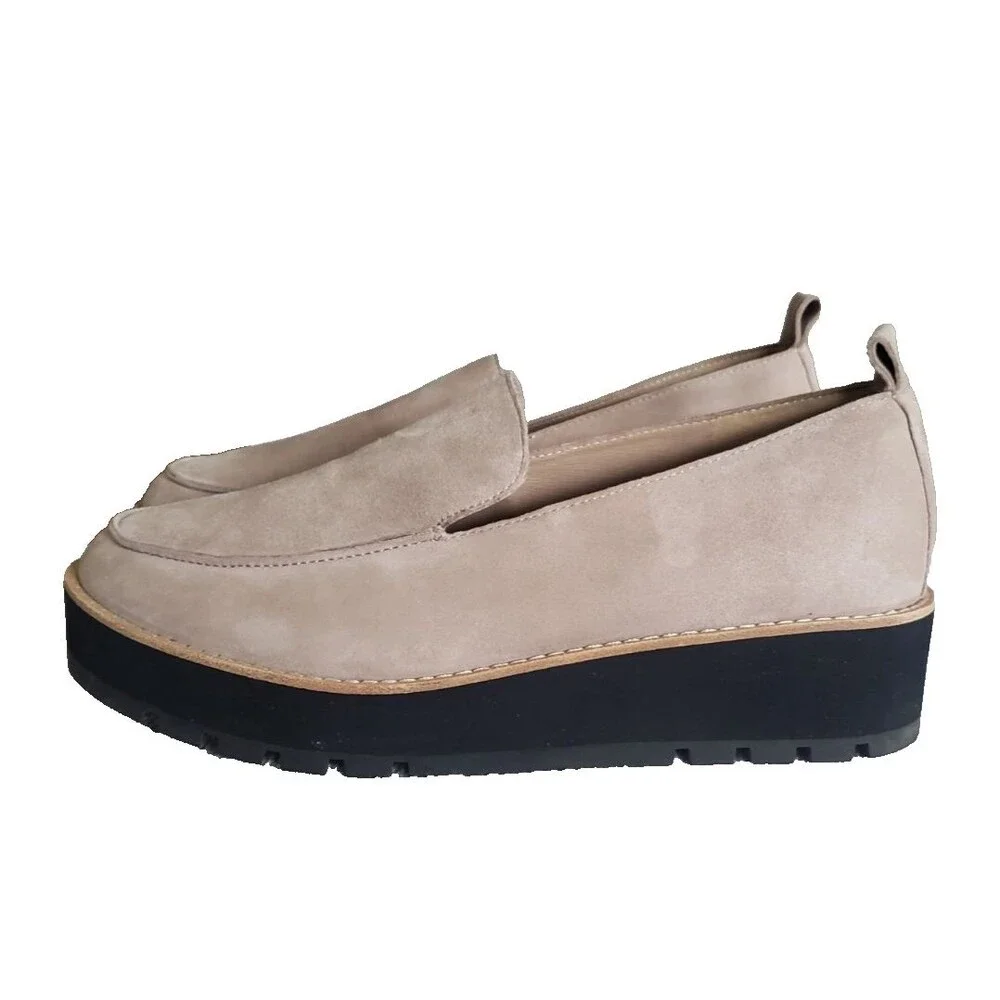 Eileen Fisher Shoes Women's Size 9 Beige Suede Platform Loafer Flats Comfort
